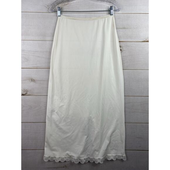 Vtg Lorraine Half Slip Sz S Ivory Feminine Cottage Embroidered Lace Trim Long - Picture 5 of 7